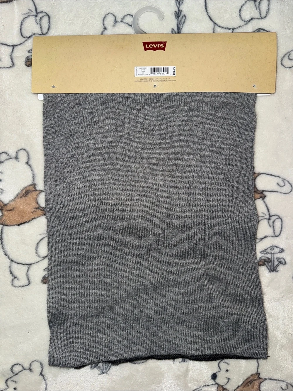 Levi's Men's Gray Knit Scarf with Black Trim